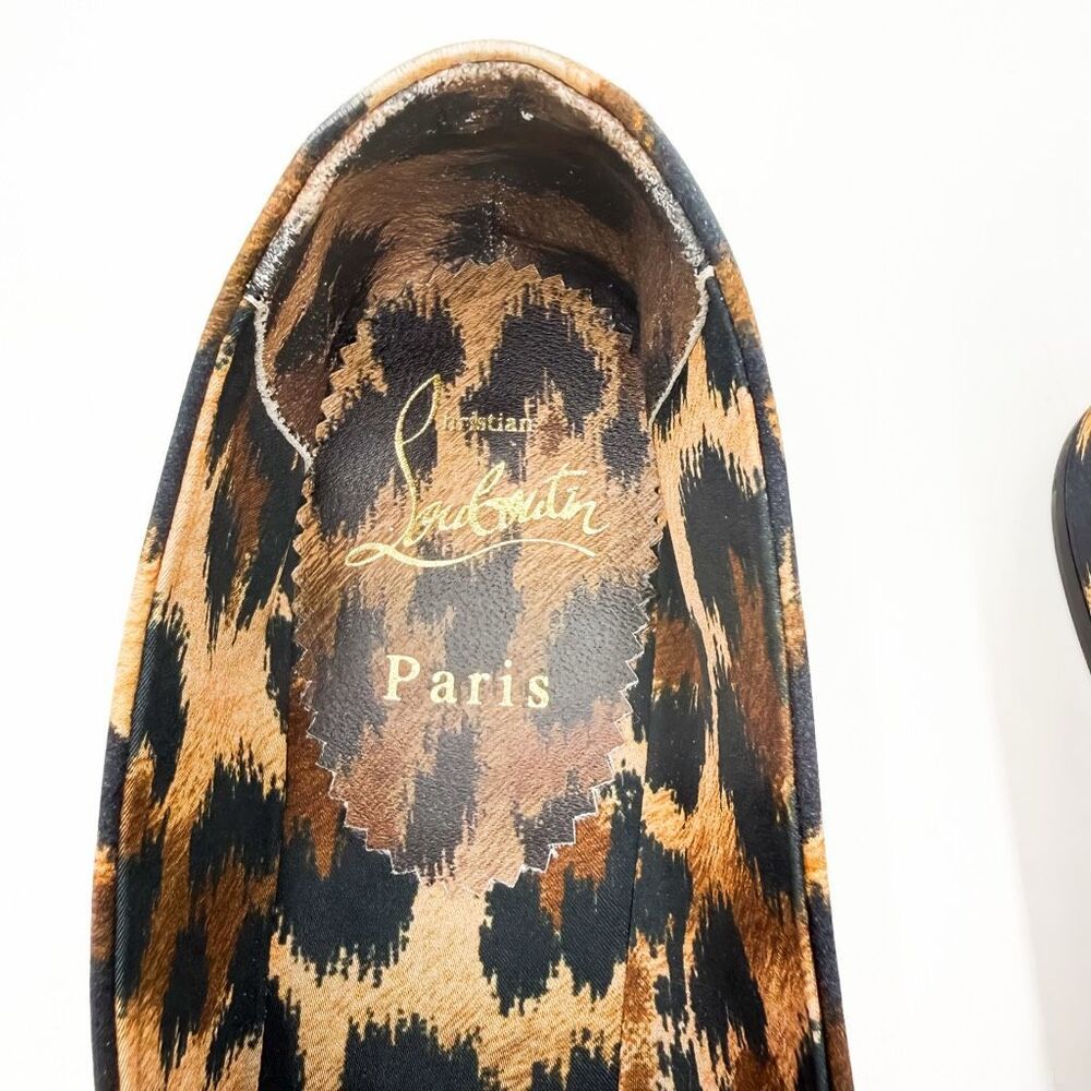 Christian Louboutin Mamaflirt 30 Satin Leopard Bow Ballet Flats EU 37.5 US 7.5 - Picture 6 of 12
